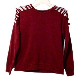 AMISU Caged Cold Shoulder Long Sleeve Wine Sweatshirt  Size M